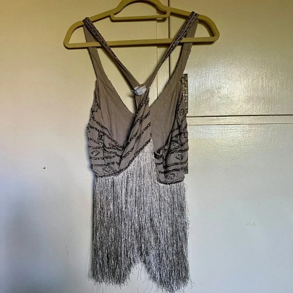 Shyanne Grey Fringe Beaded Western‎ Sleeveless Top Size XL - Picture 9 of 12